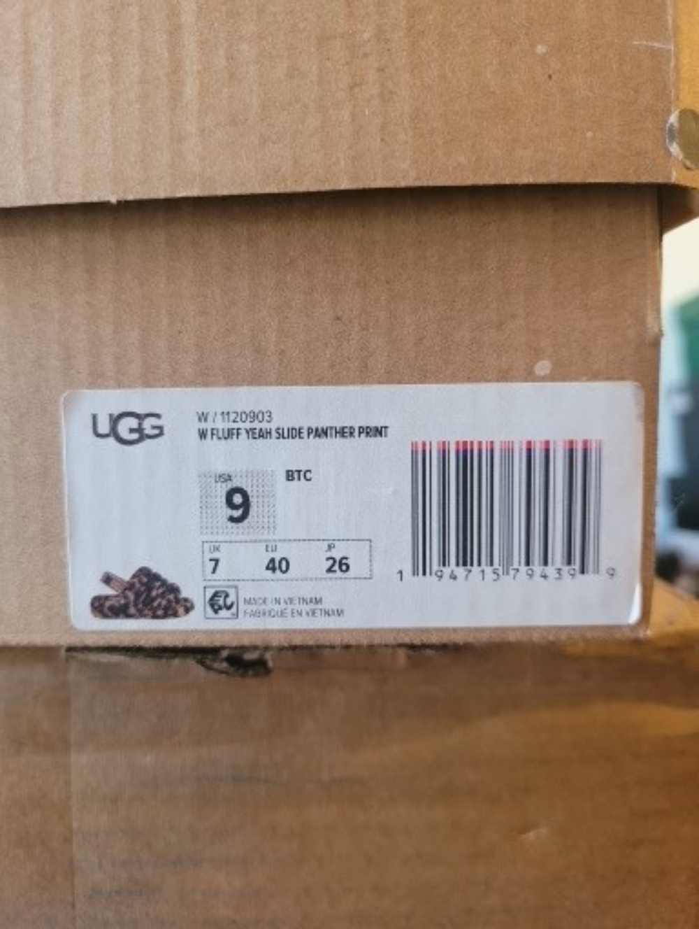UGG Fluff Yeah Slide in Panther Print Brown and Black - Picture 6 of 6